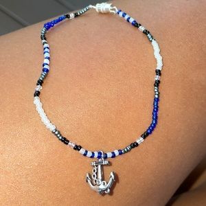 HAND MADE beaded anchor anklet